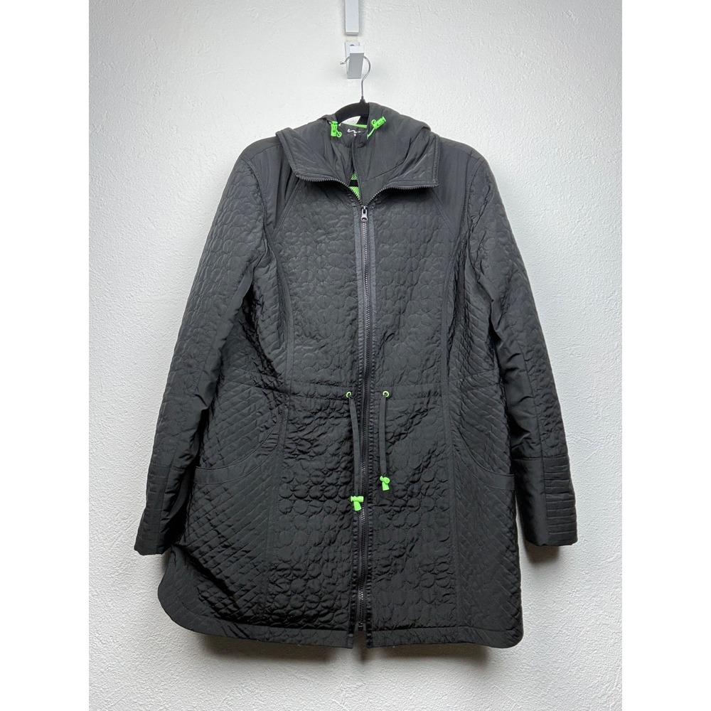 Montanaco Black Quilted Hooded Jacket - XL - Neon Accents Gorpcore Outdoor